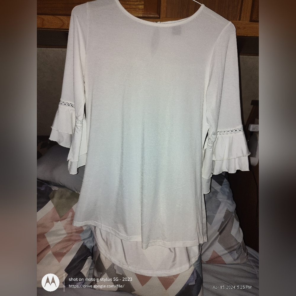 Sheer White Blouse with Flowing Sleeves
